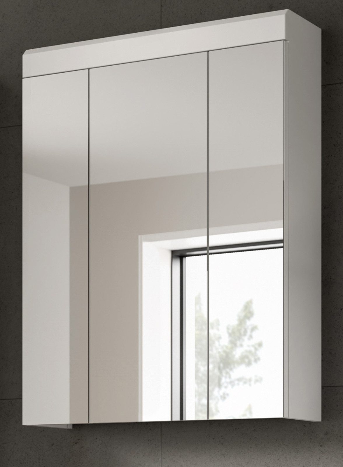 Inn.Furn Badezimmerspiegelschrank Shawn (Badschrank in weiß Hochglanz, 3-türig, 60 x 79 cm) mit 9 Fächern