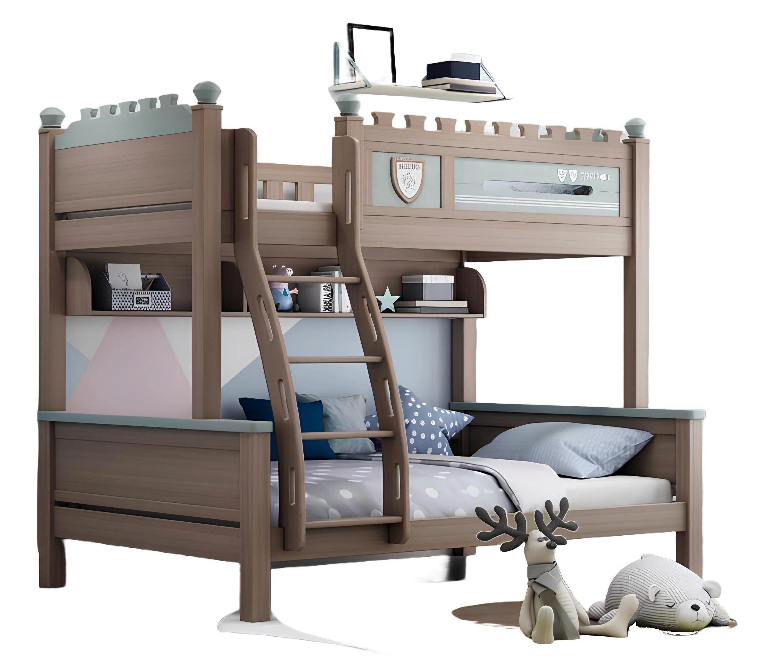 Xlmoebel Etagenbett Kiefernholz Hochbett mit Stauraum für Kinderzimmer (Etagenbett, 1-St., Etagenbett), Hergestellt in Europa