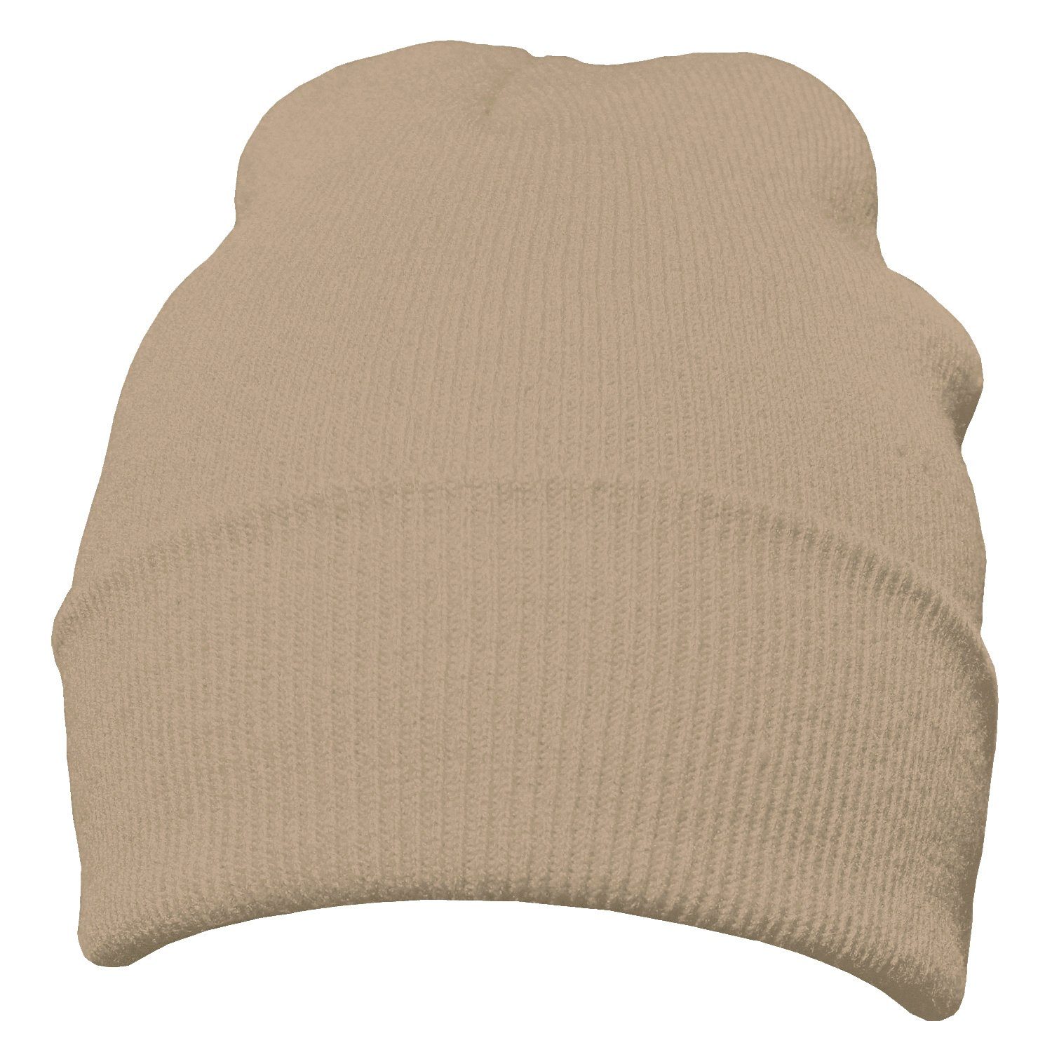 DonDon Beanie Mütze Design, Beanie klassisches mit 1-St) beige Wintermütze, (Packung, Krempe