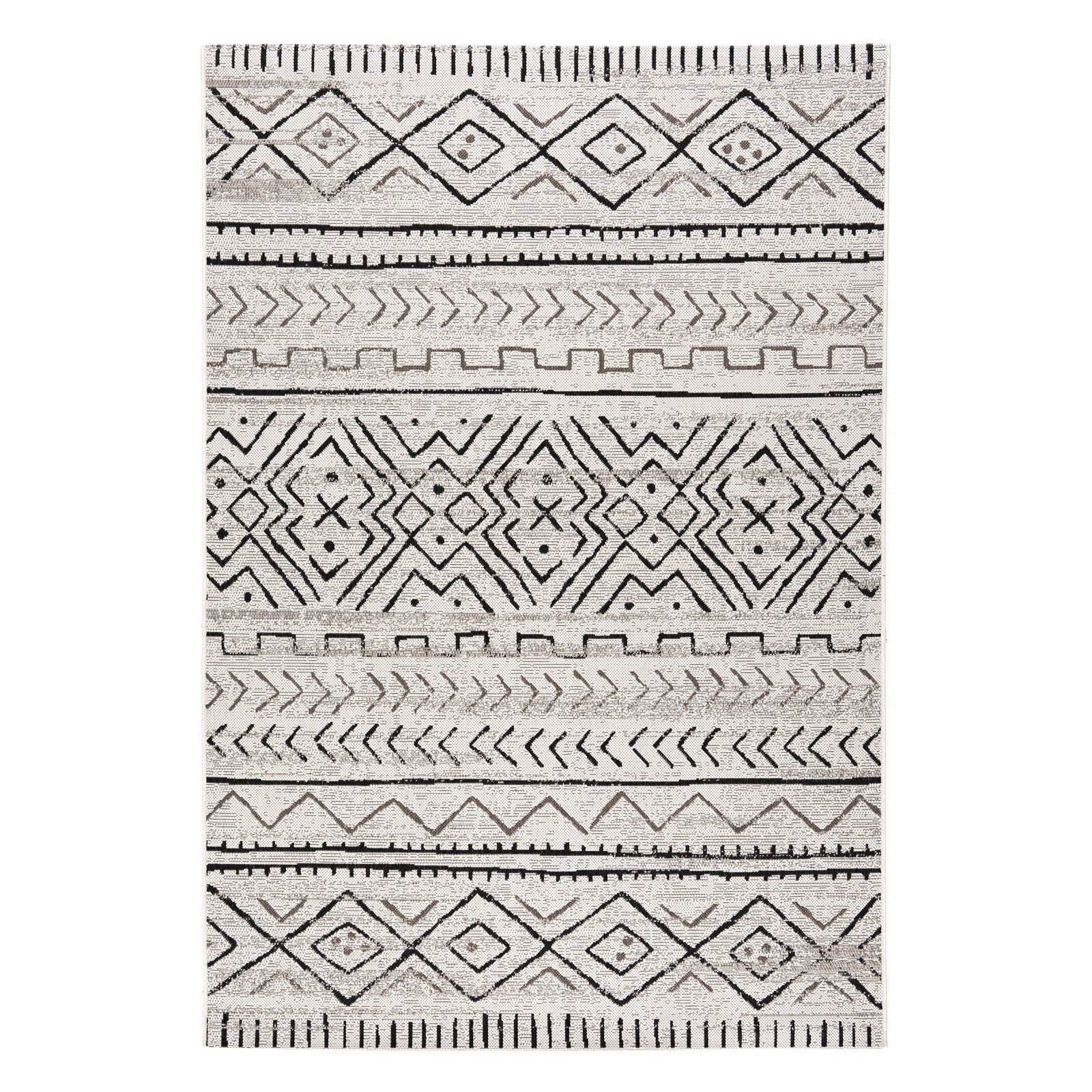 Teppich Asena, 4 Größen, 2 Farben, In- & Outdoor geeignet, 100% Polypropylen, Karat, Rechteckig, Höhe: 7 mm, pflegeleicht, Wohnzimmer Grau