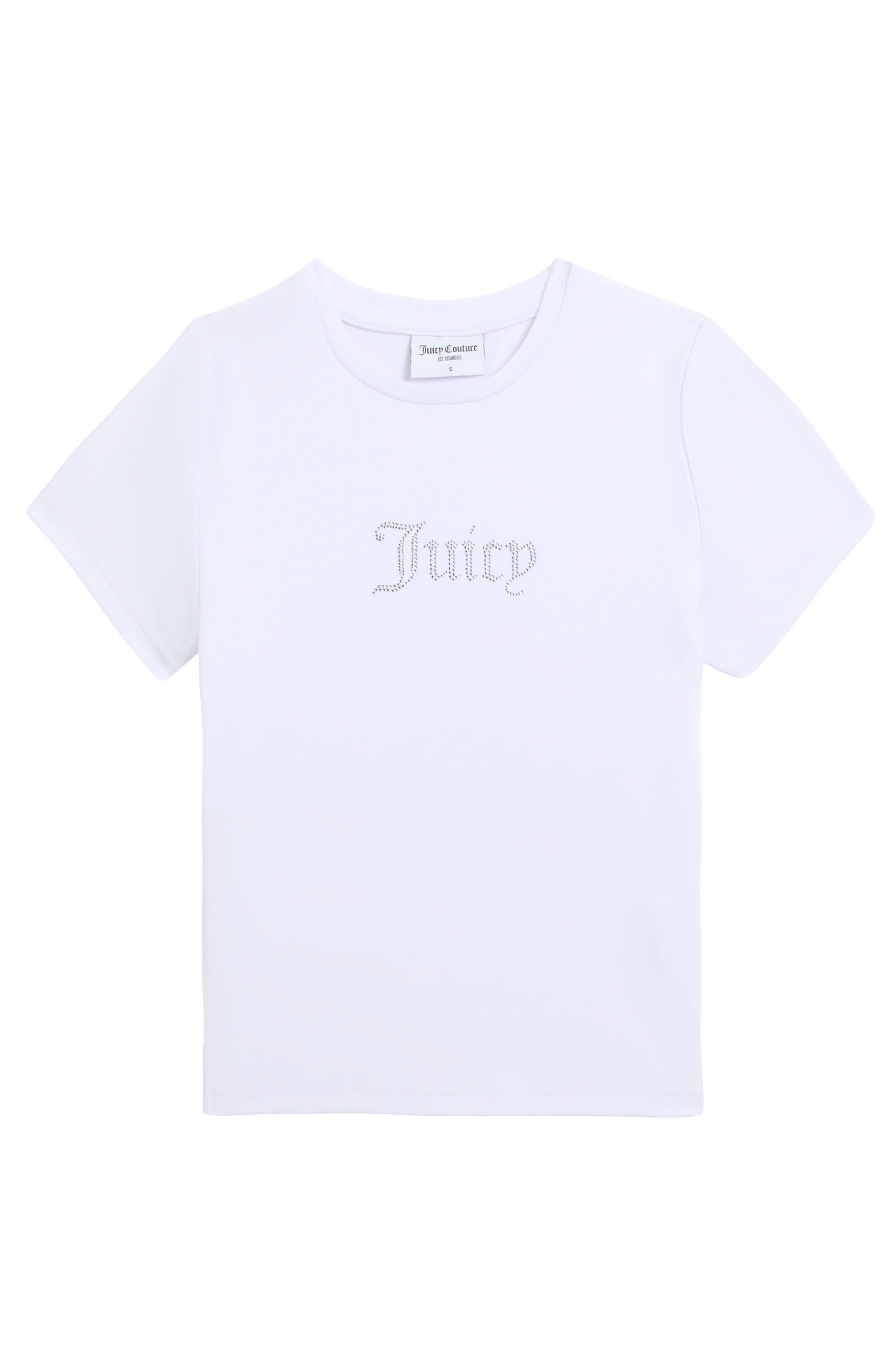 Juicy Couture T-Shirt ESME FITTED TEE Damen T-Shirt Damen, Schriftzug, Sportshirt, Logoprint, mit Glitzer, Sale