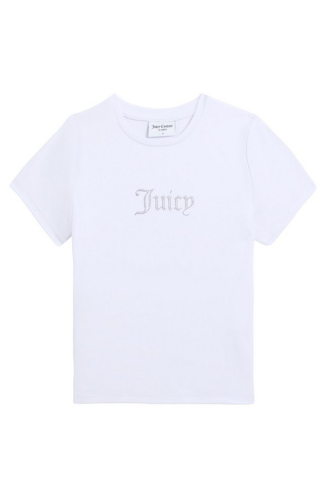 Juicy Couture T-Shirt ESME FITTED TEE Damen T-Shirt Damen, Schriftzug, Sportshirt, Logoprint, mit Glitzer, Sale