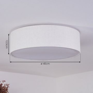 hofstein Deckenleuchte »Salzano« moderne Deckenlampe aus Metall in Weiß, ohne Leuchtmittel, runde Leuchte mit Stoffschirm und Lichteffekt, Ø40cm, 3xE27