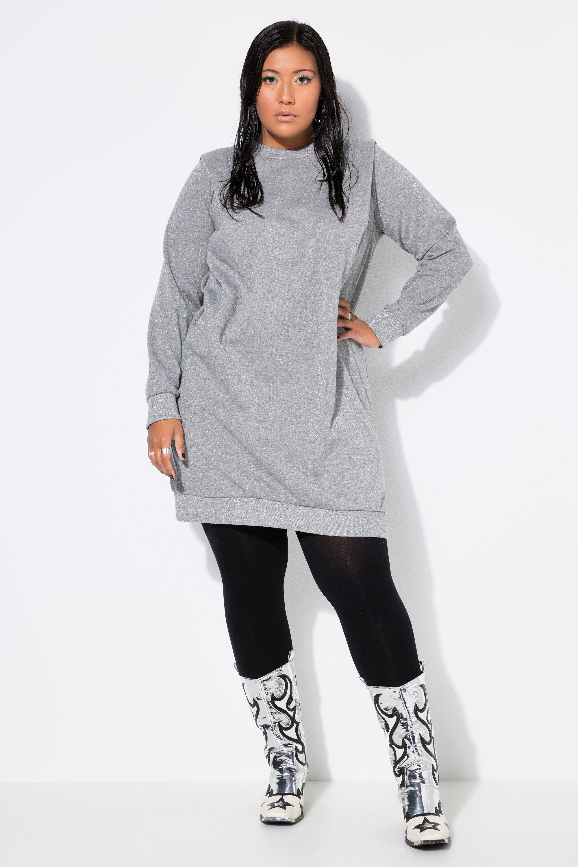 Jerseykleid Sweatkleid oversized betonte Schultern