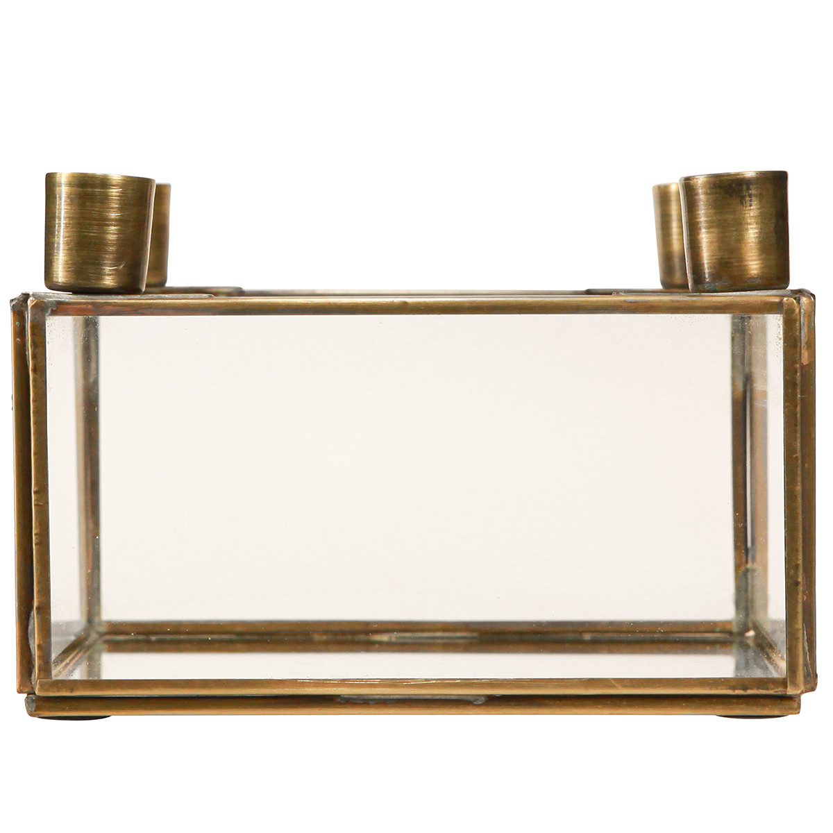 Flor & Decor Import GmbH Kerzenhalter Advent Kerzenhalter Spiegel Gold zum Befüllen 15×15×10,5cm -