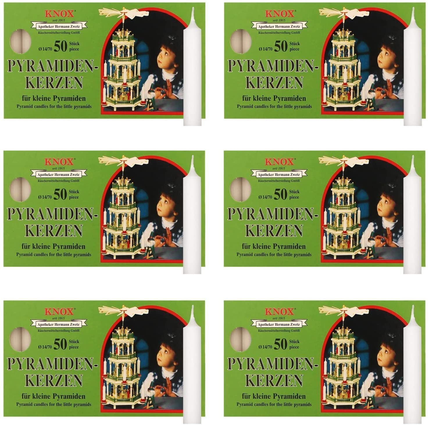 KNOX Adventskerze 6 Päckchen Pyramidenkerzen WEISS - Ø 14 mm Länge 74 mm - günstig online kaufen