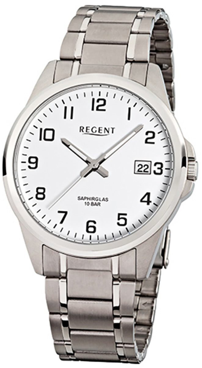 Quarzuhr Regent Herren-Armbanduhr silber Analog