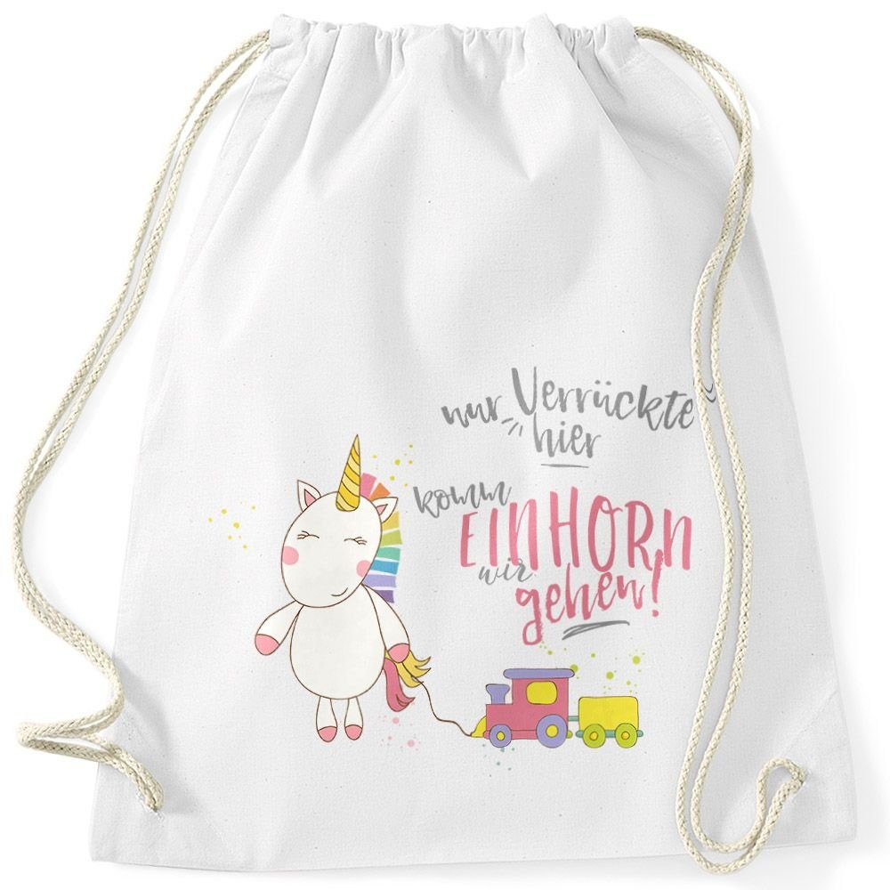 MoonWorks Turnbeutel Einhorn Turnbeutel Moonworks® hier gehen wir Unicorn Verrückte Spruch komm Nur Einhorn weiß