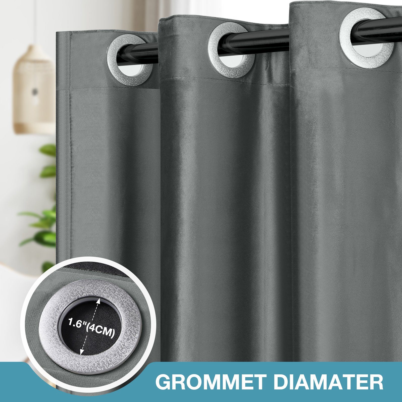 Sunicol Türvorhang Samt 100% Blickdicht Thermovorhang mit Ösen, Winter Kälteschutz, Sichtschutz, Hitzeschutz, Energiesparen