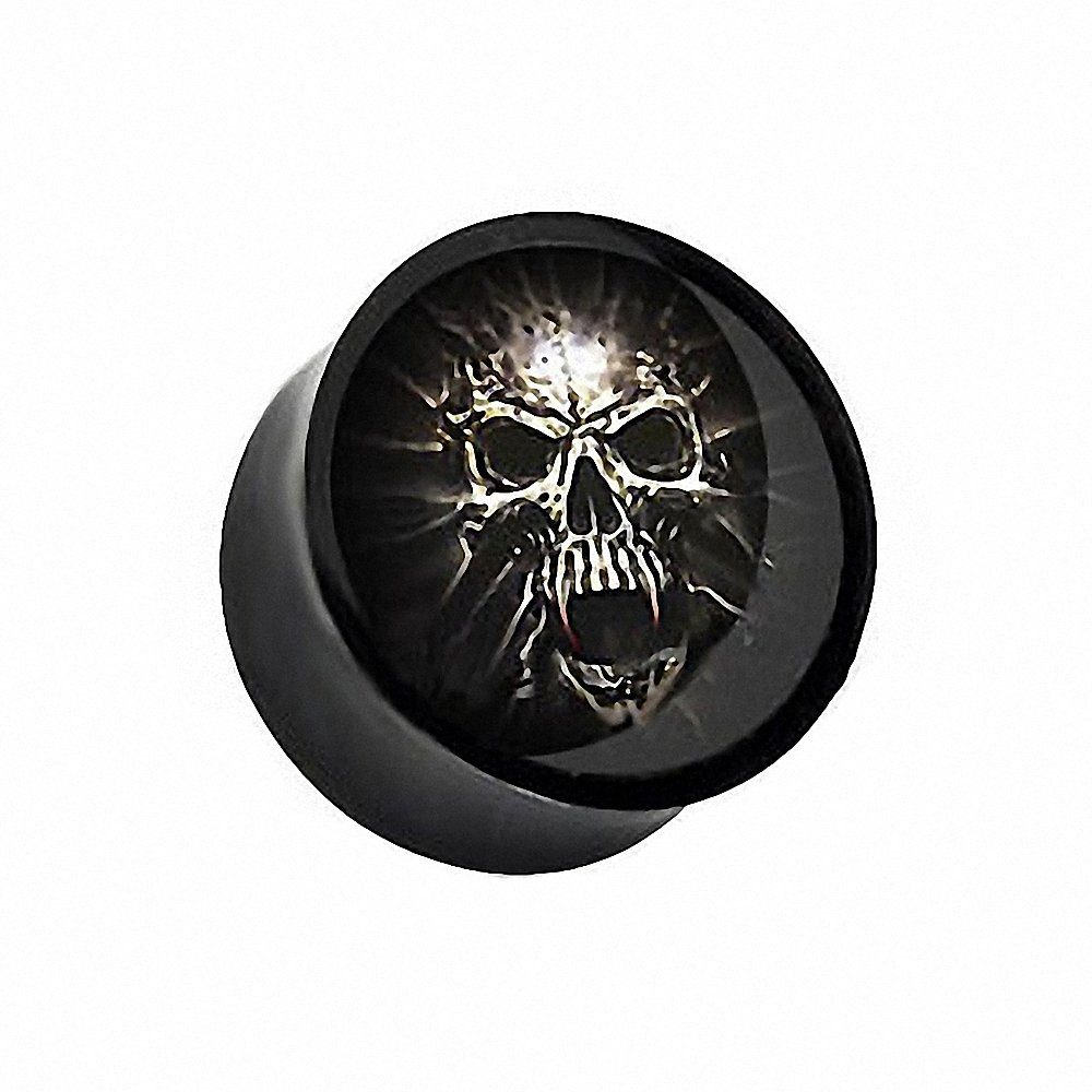 Taffstyle Plug Piercing Schraubverschluß Comic Schwarz Totenkopf, Ohr Plug günstig online kaufen