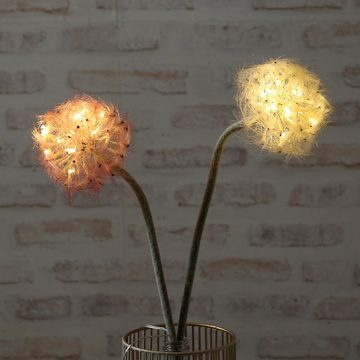 MARELIDA LED-Leuchtzweig LED Pusteblume Kunstblume Vasendeko Blume Dandelion weiß 50cm Timer, 16-flammig