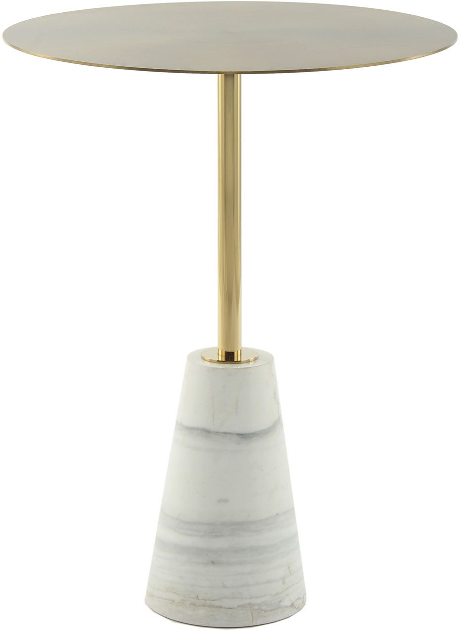 Kayoom Beistelltisch Oscar 325, Ausgestattet mit stabilem Marmorfuß, Edelstahl-Gestell (1-St), Stabiler Marmorfuß, runde Ablagefläche und Gestell aus Edelstahl