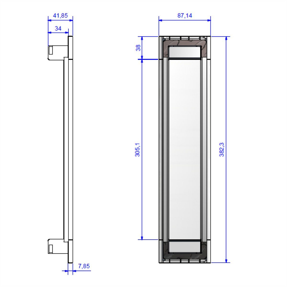 Bachmann POWER FRAME COVER 6-fach RAL9010, Rahmen ws Einbau-Tischsteckdosenleiste, 915.524