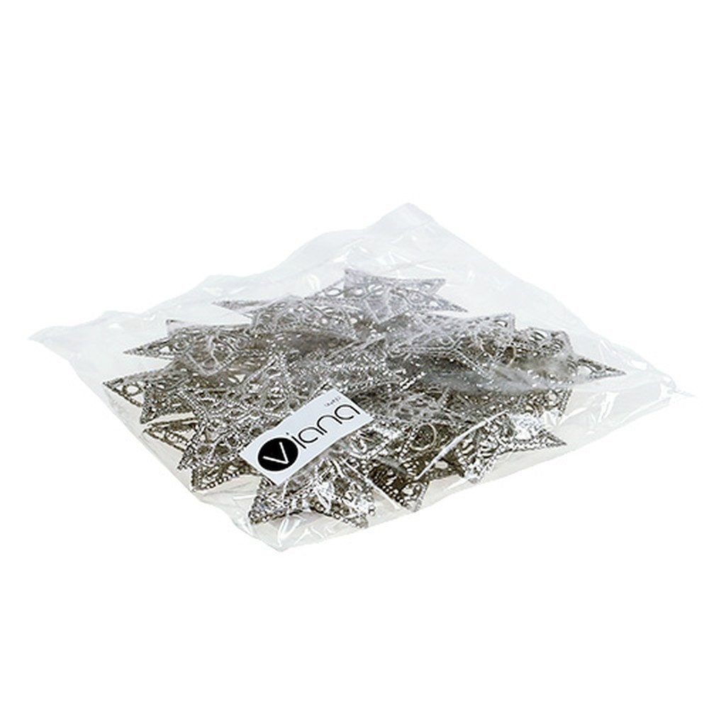 Florists Products Weihnachtsmann Stern aus Metall Silber 6cm 20 St - Weihnachtsdeko, 20 Stück