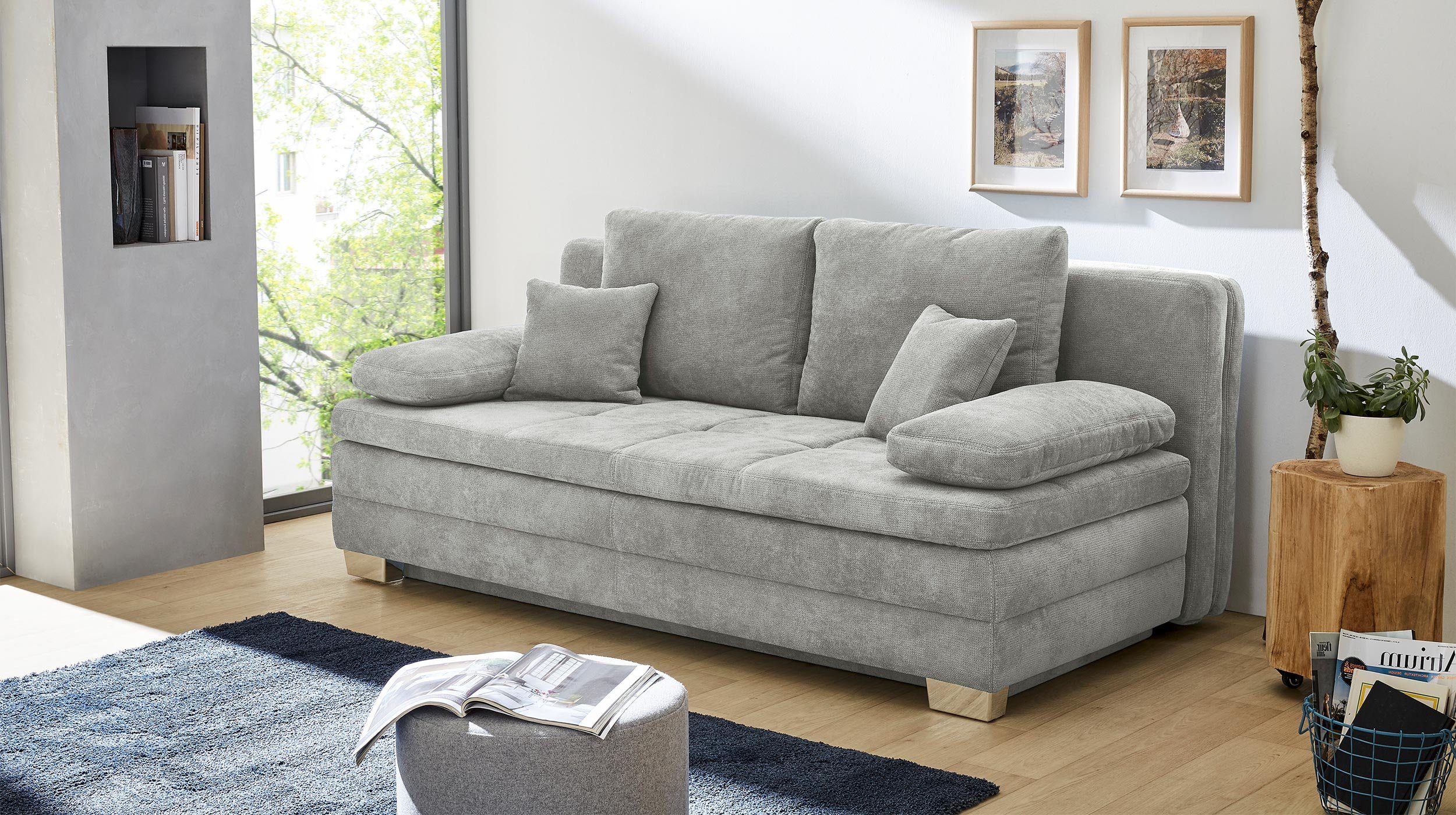Die Möbelfundgrube® Schlafsofa LINDAU hellgrau 203 günstig online kaufen