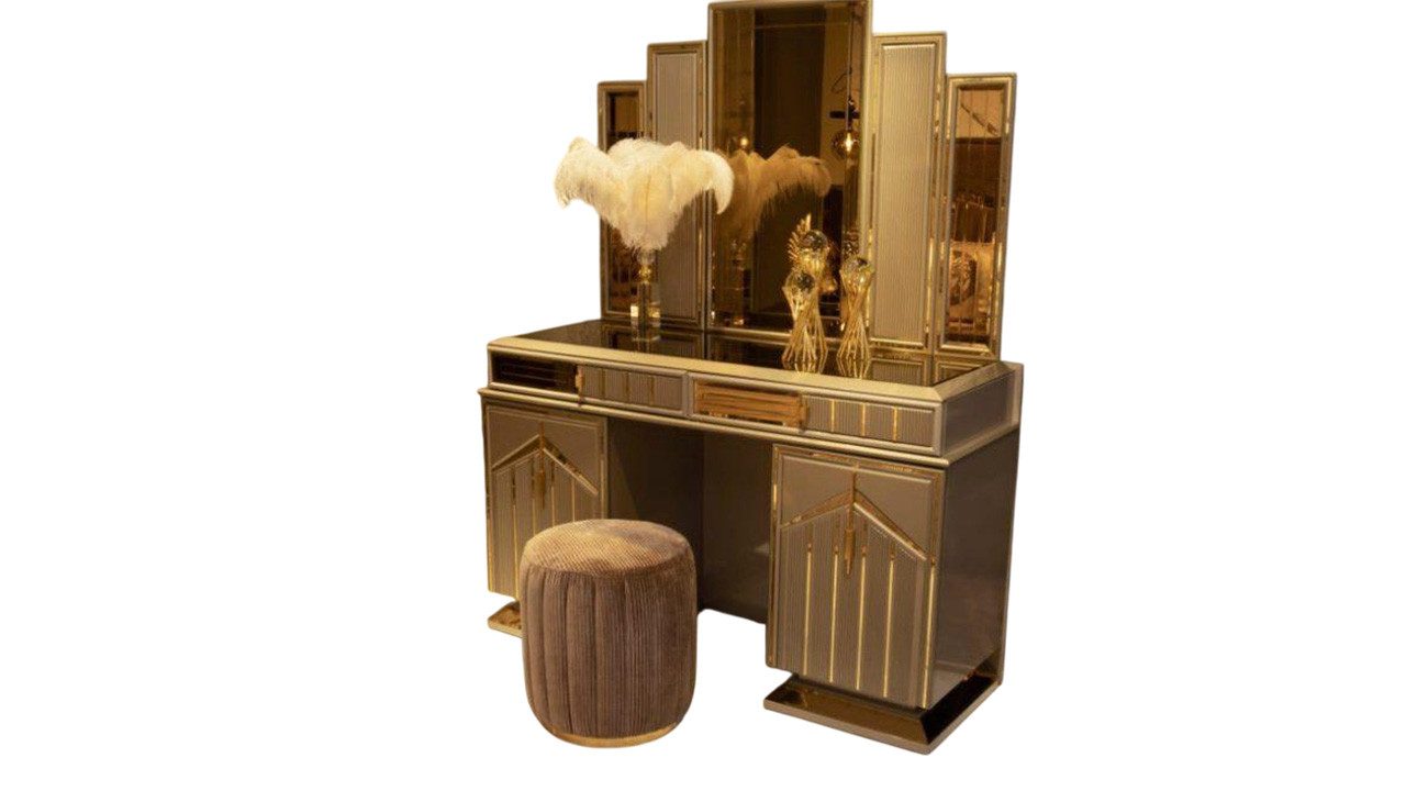 Schminktisch Set Moderne Konsole Spiegel Schlafzimmer Möbel Hocker Set 3tlg