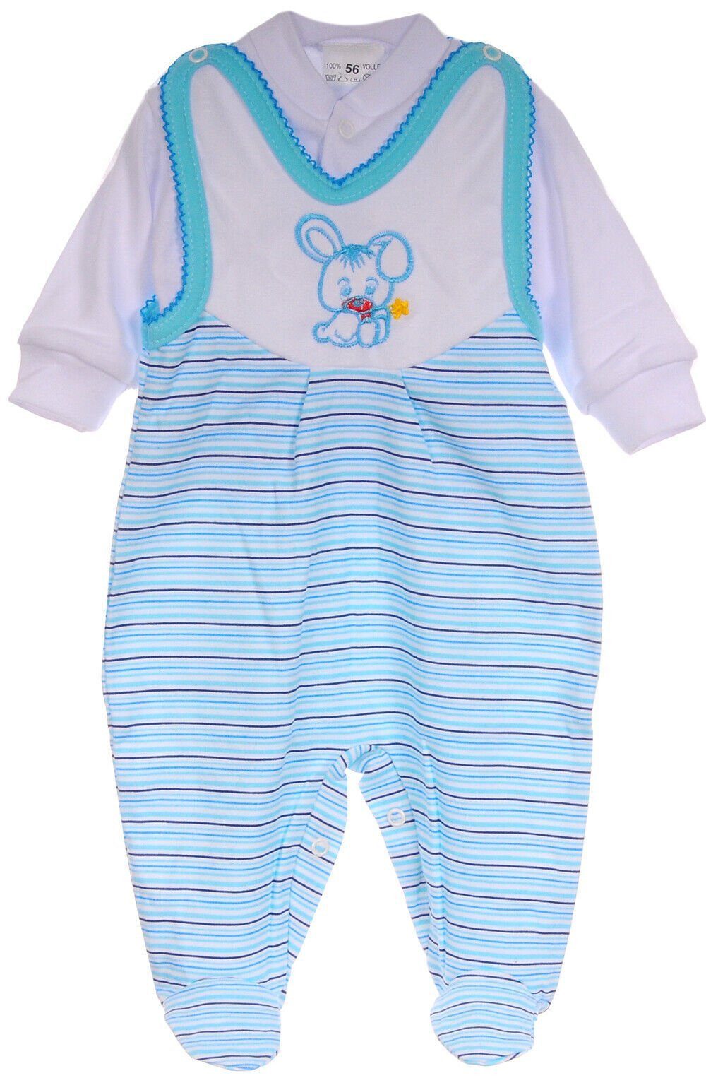 Strampler Baby Anzug 2Tlg Stramplerhose und Hemdchen mit Häschen gestreift