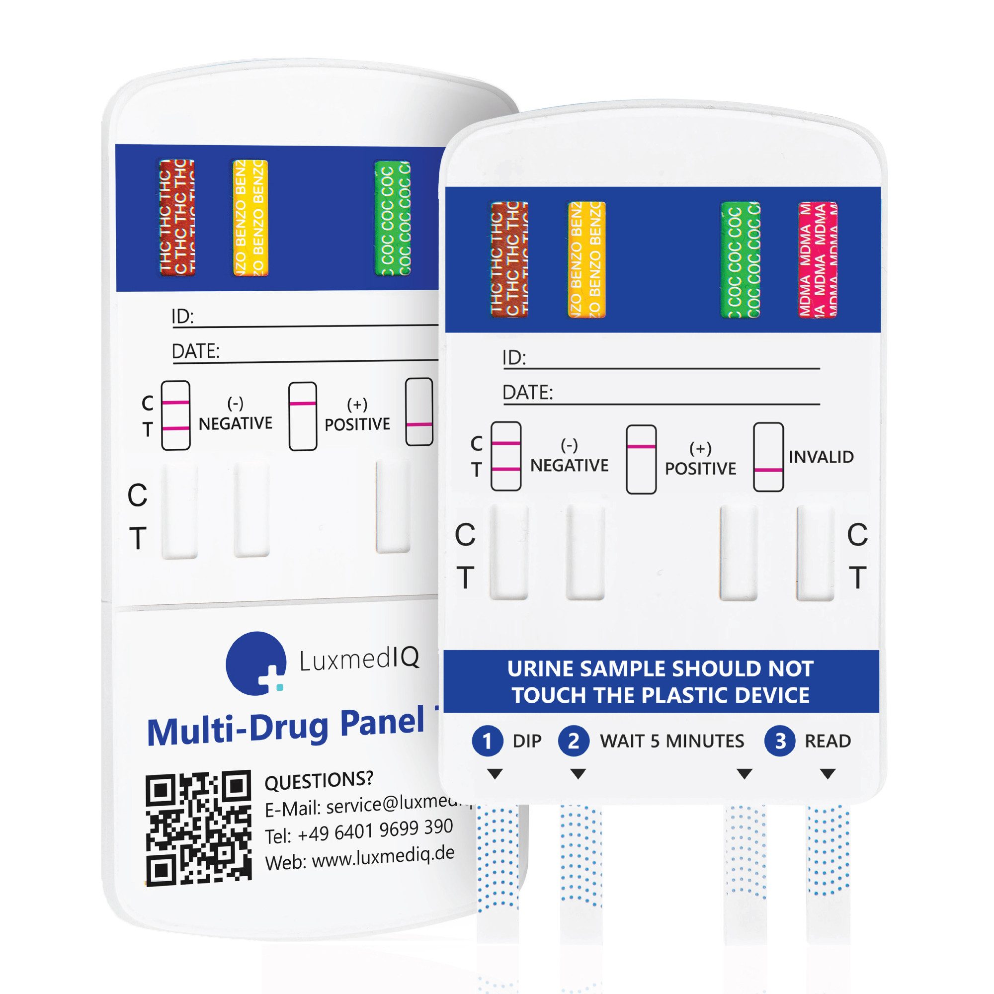 LuxmedIQ Drogen-Schnelltest für 8 Drogenarten - Urin Drogentest Multi 8, 2-tlg.