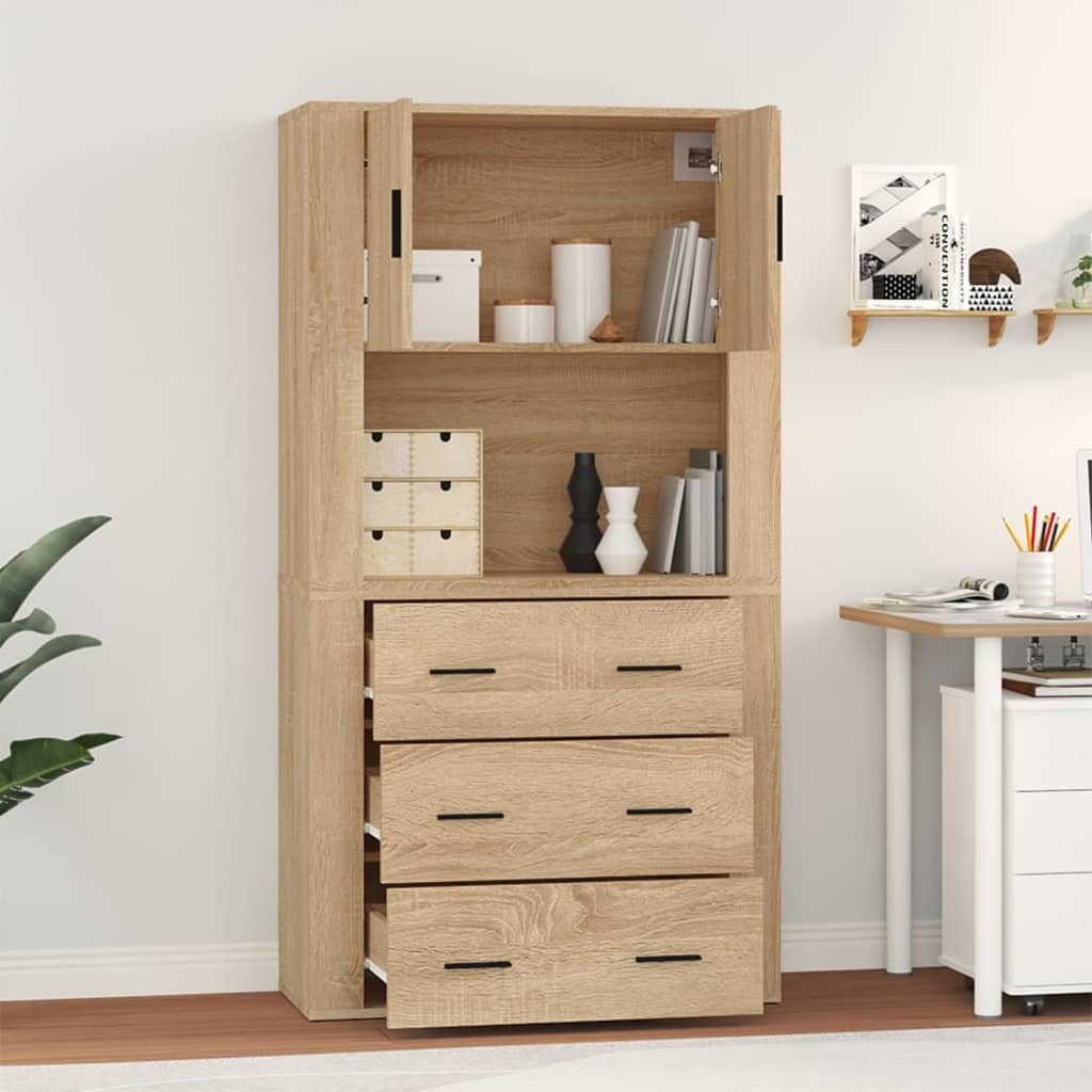 vidaXL Highboard Highboard Sonoma-Eiche Holzwerkstoff (1 St)