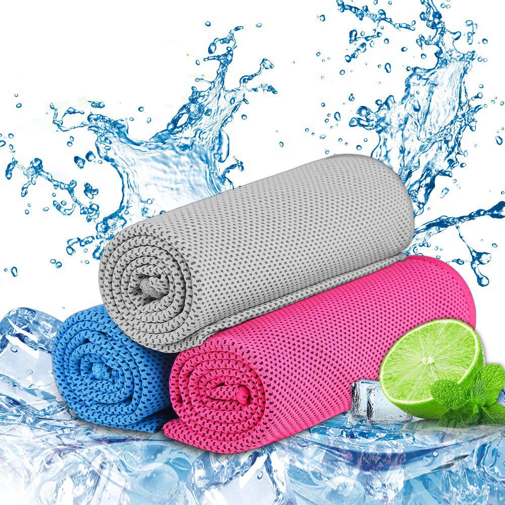 nsihing Sporthandtuch Kühltuch Kühlhandtuch, Sofortige Relief Eiskalt Kühlen Handtuch, (Atmungsaktives Mesh Schweißsaugfähig Cooling Towel Für Sport Fitness Gym, 3-St), Mikrofaser Handtuch Eistuch Abkühltuch Schweißtuch
