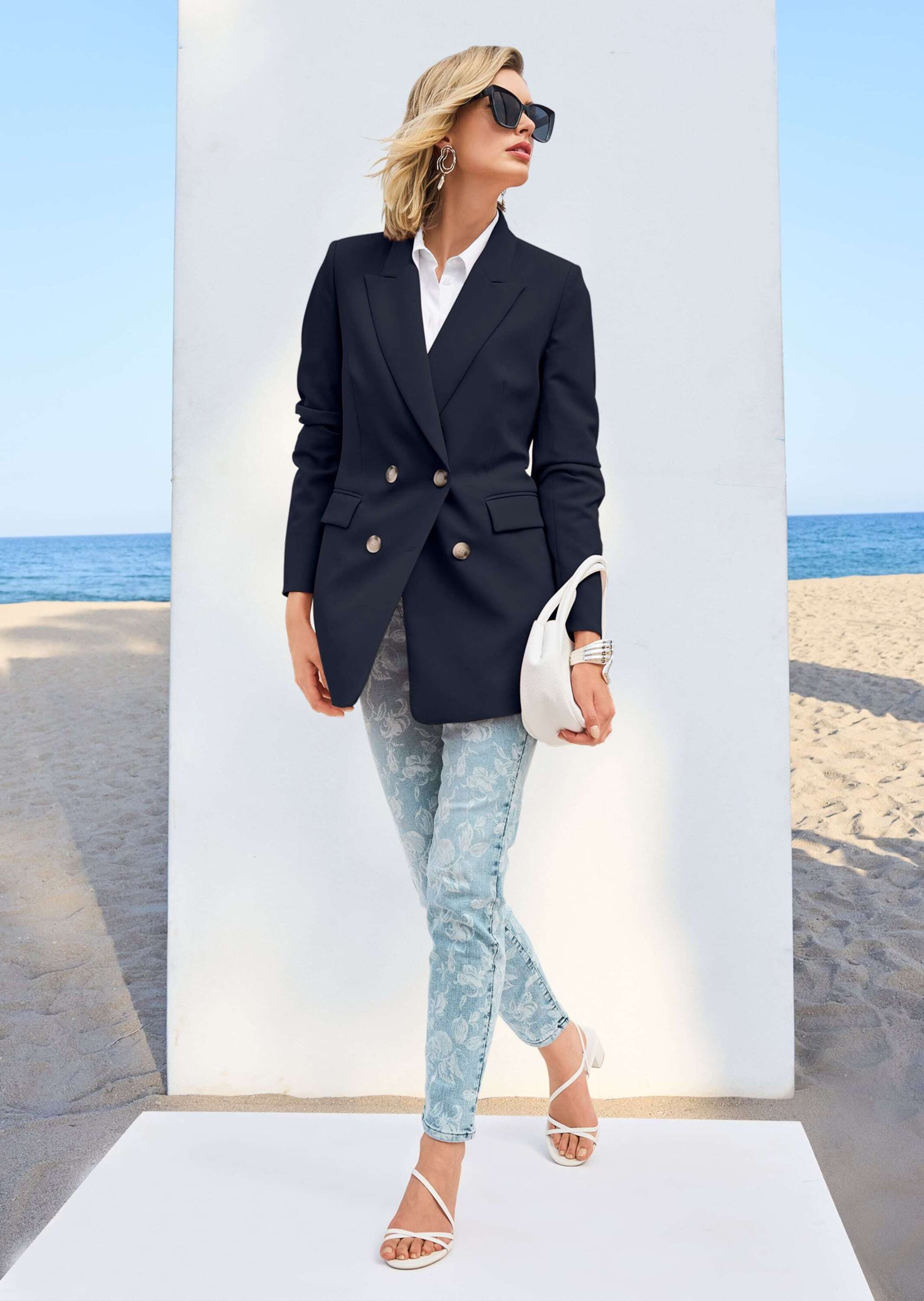Kurzblazer Zweireihiger Longblazer mit Futter