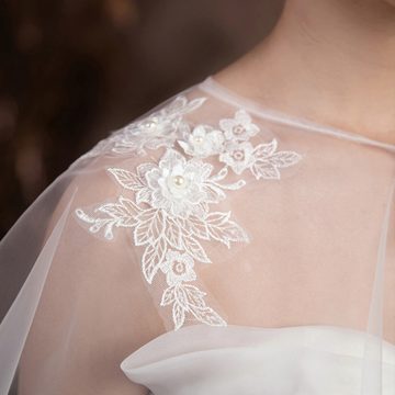 AUKUU Kopftuch Weiße Weiße Schulterspitze die die Arme bedeckt Hochzeitskleid, Tüll Schal Hochzeitsaccessoires