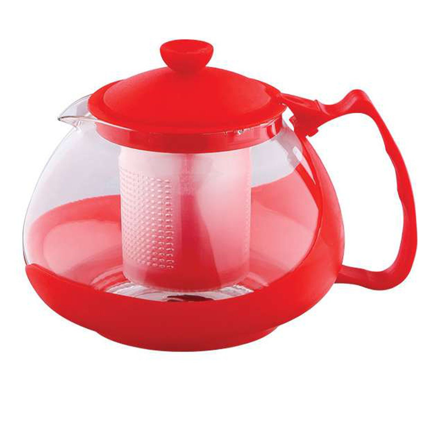 Renberg Wasser-/Teekocher Renberg Tee-Kanne mit Sieb Teezubereiter Glas  0,75 Liter RB-3026 rot