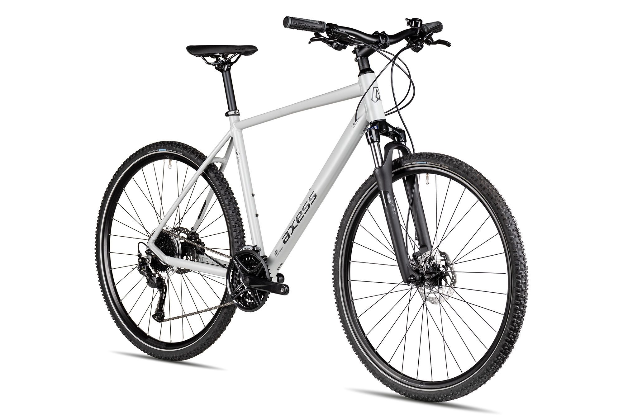 Axess Crossrad VERIS CROSS, 27 Gang Shimano RD-Alivio M3100-9 Schaltwerk, Kettenschaltung, hydraulische Scheibenbremse weiß