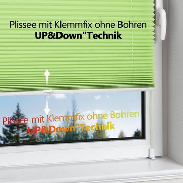 Plissee Ohne Bohren klemmfix Weiß, OUBO, Easyfix Faltrollo mit Klemmträger, Klemmfix ohne Bohren, Lichtschutz, Verschpannt