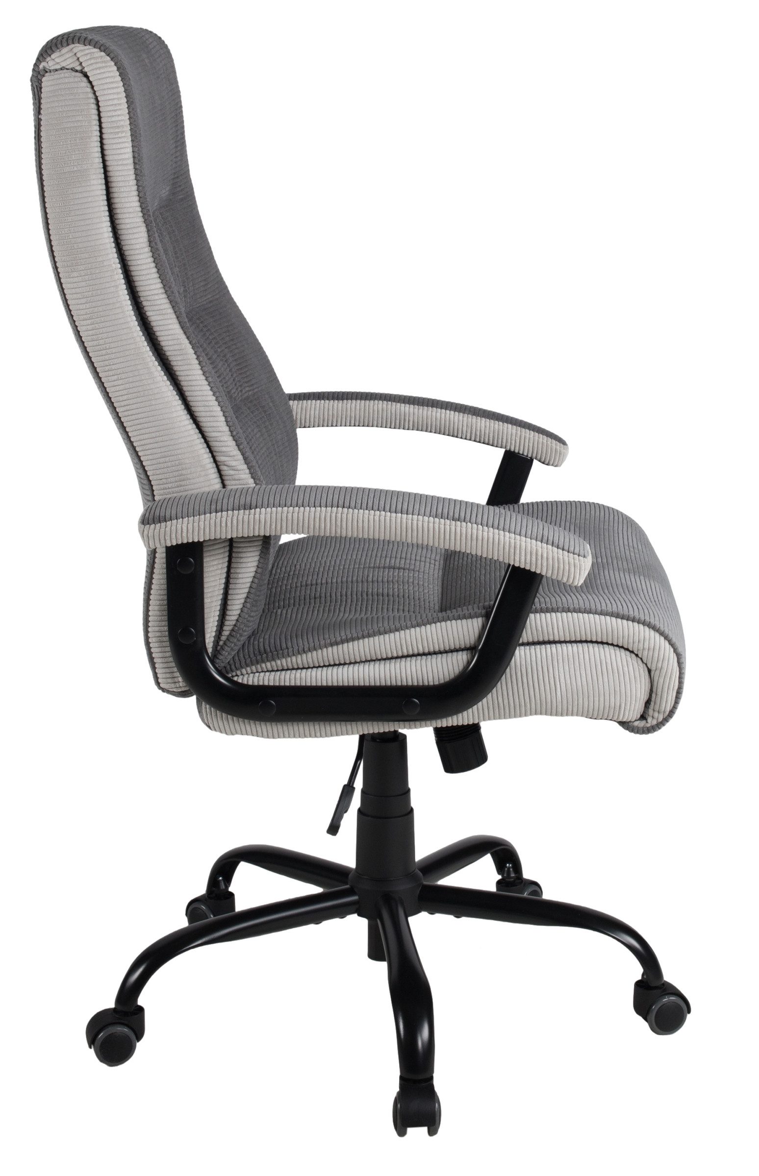 Duo Collection Chefsessel Darius, ergonomisch, Kordstoffbezug Dunkelgrau / Hellgrau - 75x113x75 (BxHxT)