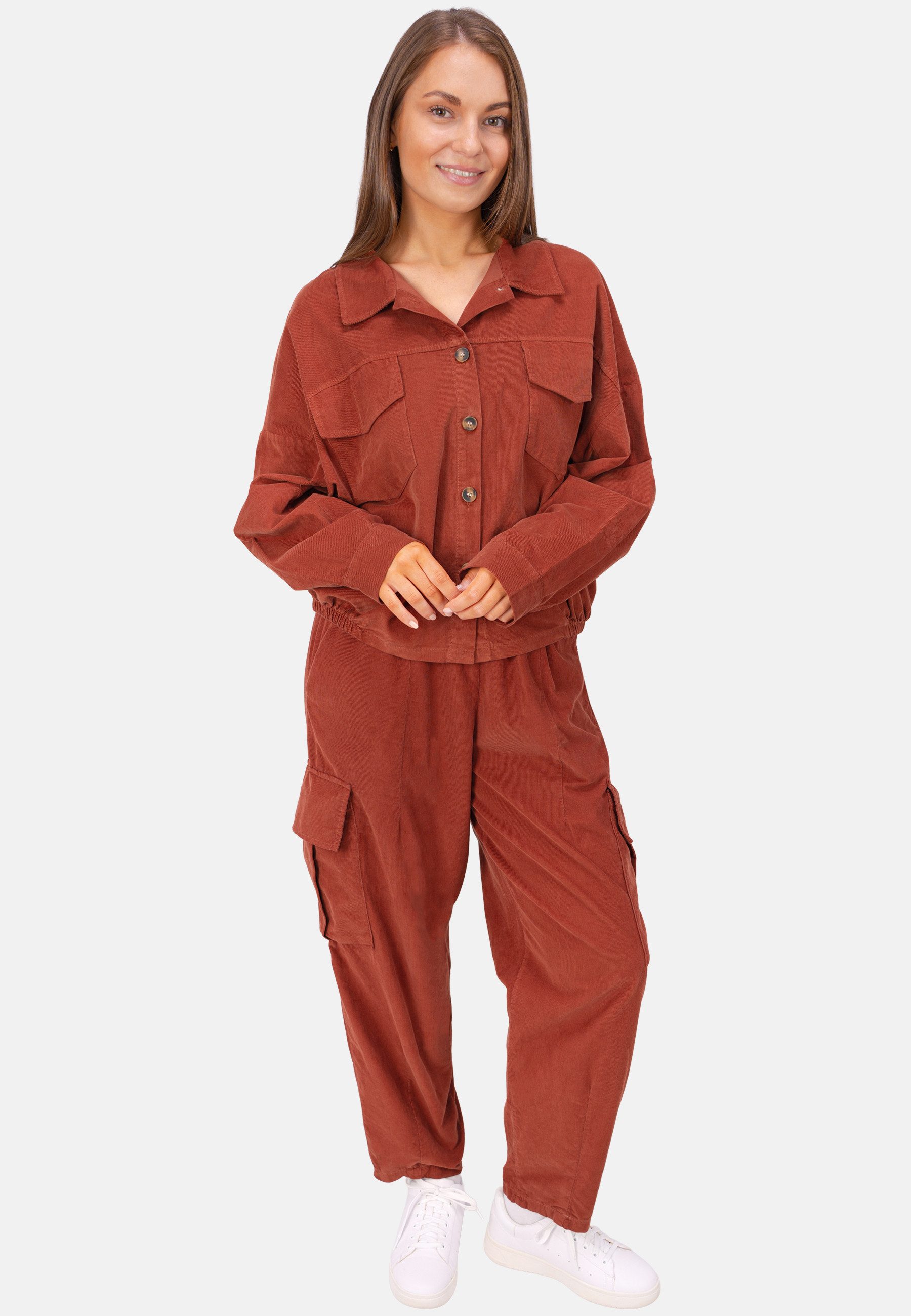 Seasons of April Cordhose MADISON (1-tlg) Cordhose Damen Cargohose Ballonhose Gummibund Baumwolle, Hose Madison