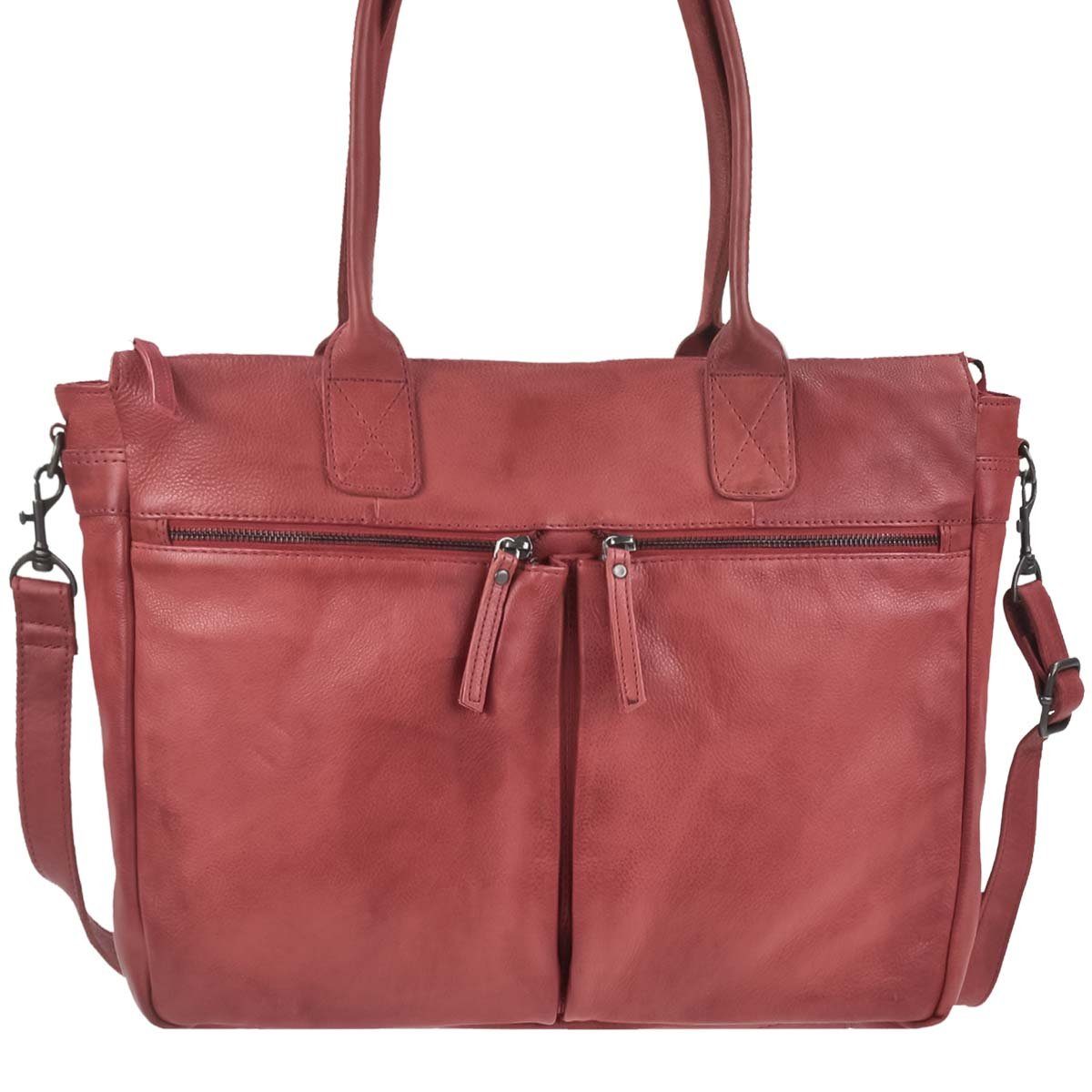 Bear Design Shopper "Binni" Callisto Pelle Leder, große Handtasche, Schultertasche 45x32cm, weich, knautschig rot