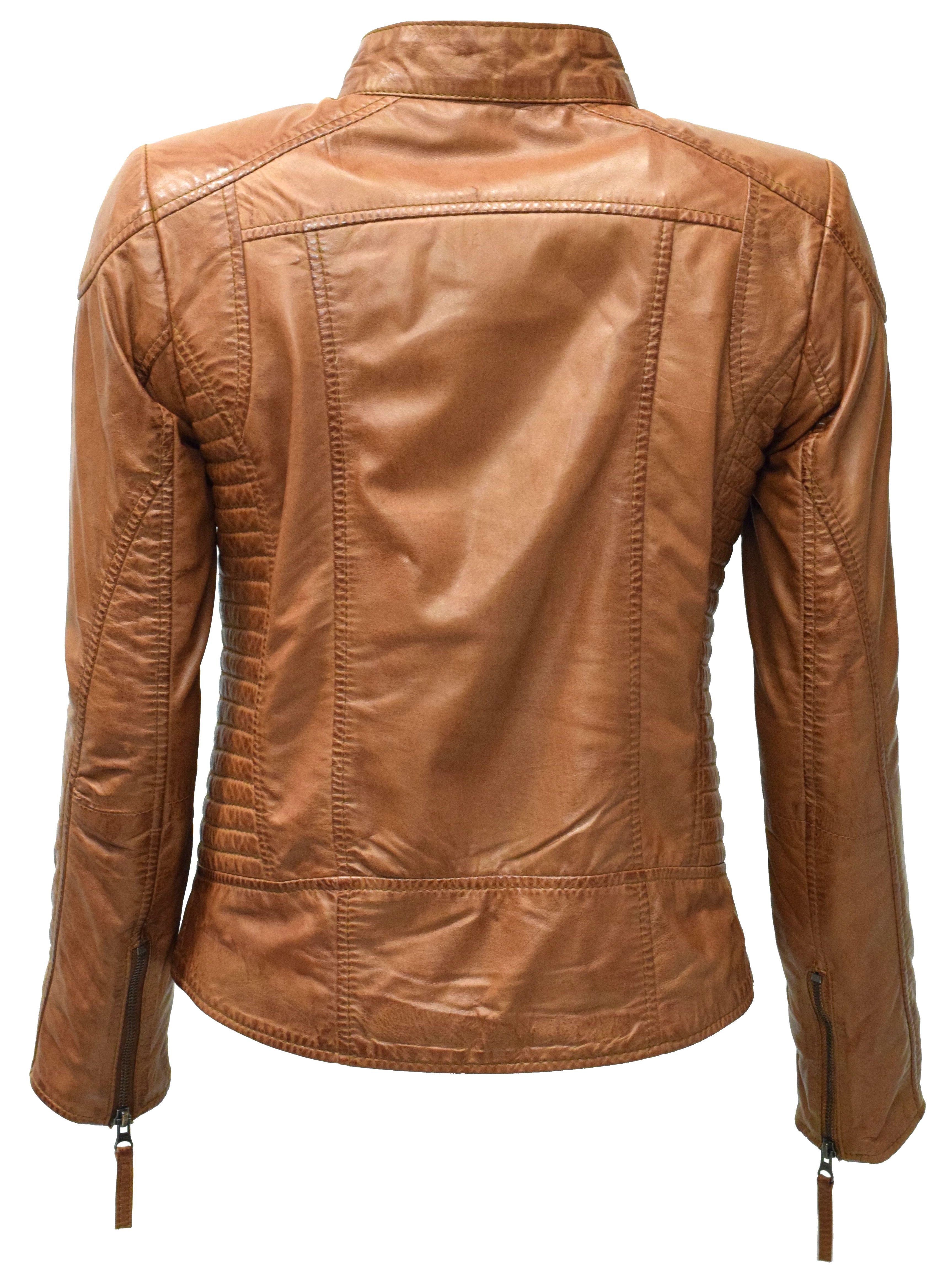 Zimmert Leather Lederjacke Frida washed Lammnappa Leder, Cognac, Schwarz, Braun, Beere, Rot