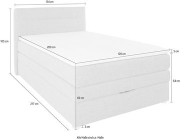 Jockenhöfer Gruppe Boxspringbett Carmen, mit Bettkasten und Topper, erhältlich in 120 & 140cm Breite