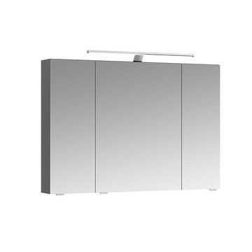 Lomadox Spiegelschrank SOLINGEN-66 Badezimmer Schrank anthrazit Hochglanz, LED Beleuchtung, 98 cm breit
