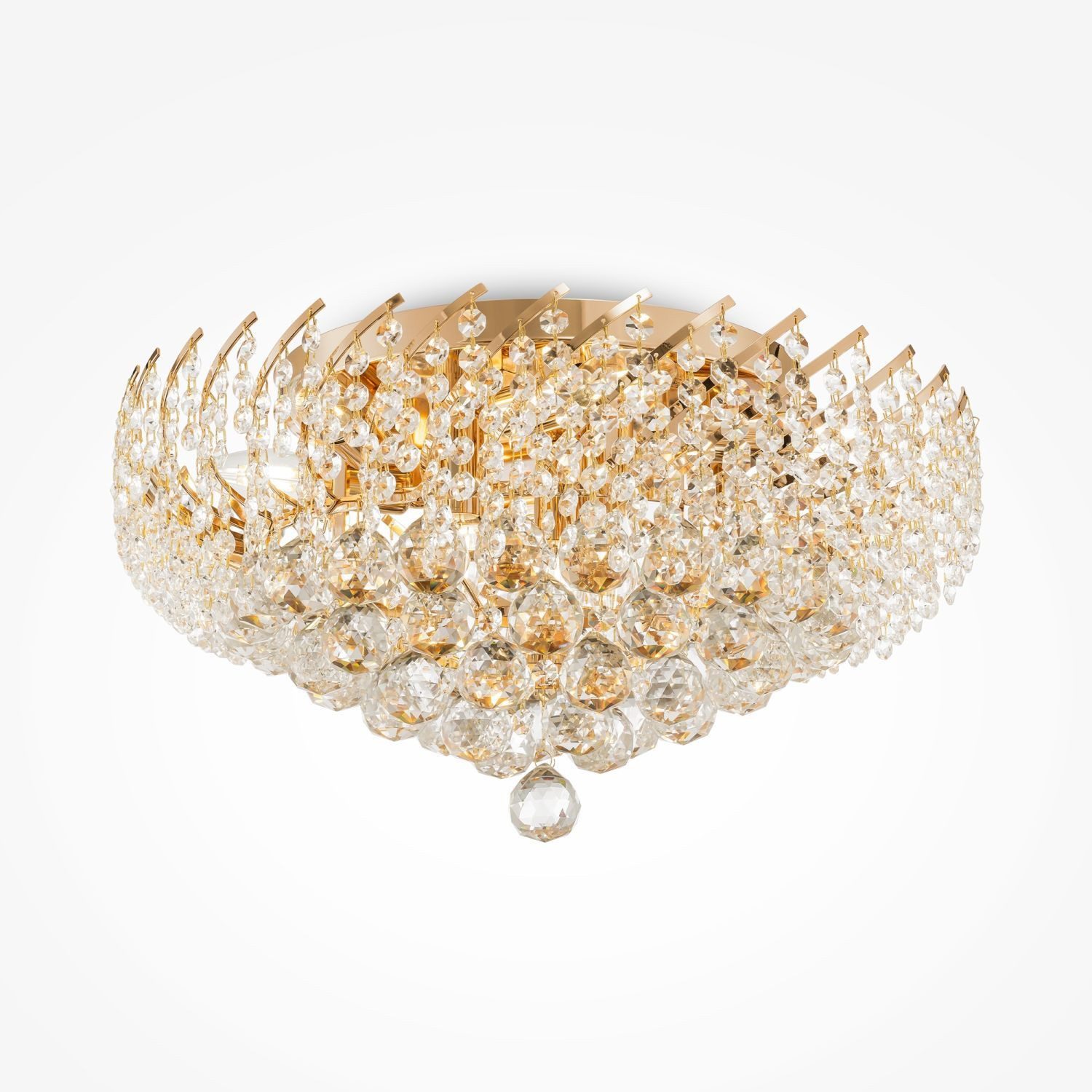 Licht-Erlebnisse Deckenleuchte BENOA, ohne Leuchtmittel, Glas Metall rund D: 51 cm in Gold E14 Klassisch Kristall