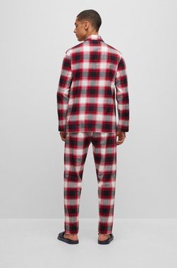 HUGO Schlafanzug Soft Check Pyjama (2 tlg) mit HUGO Stickerei auf der Brust