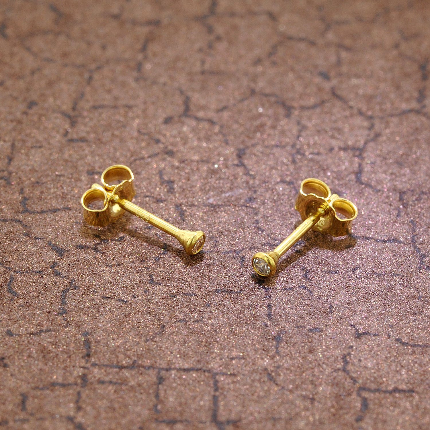 trendor Paar Ohrstecker Ohrstecker für 585 Gold (14 Kt) Zirkonia 2,5 mm