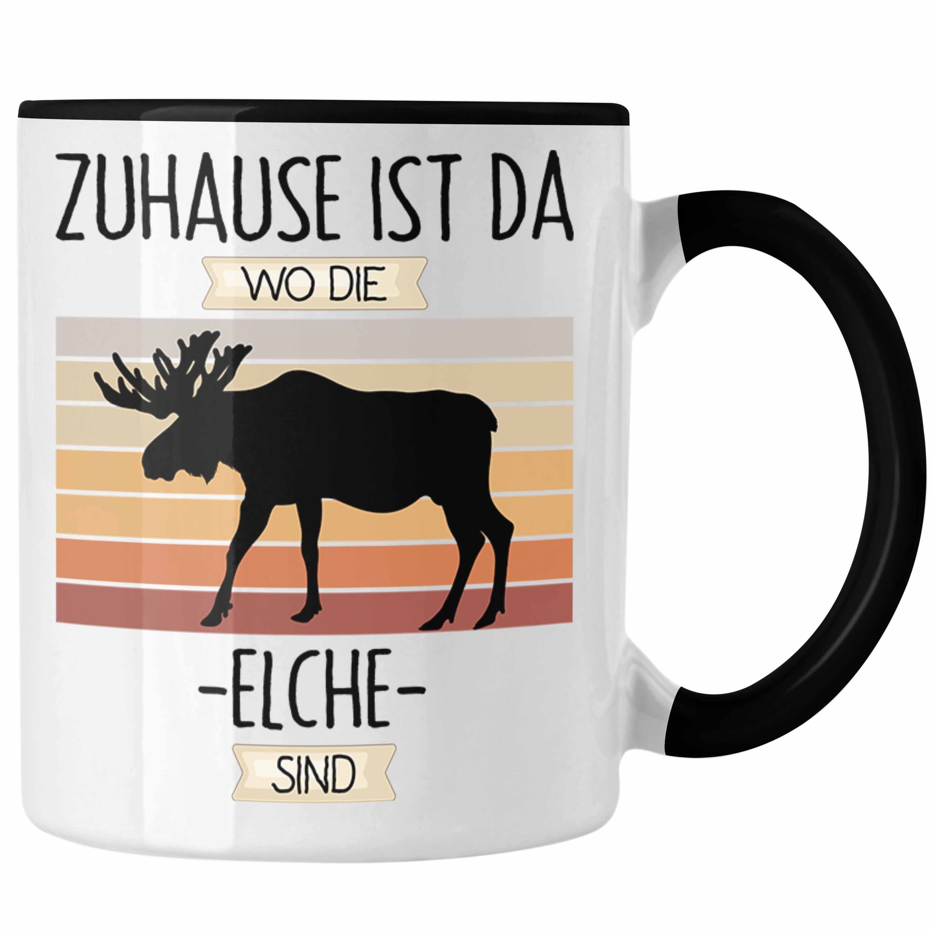 Trendation Tasse Elche Tasse Geschenk Geschenkidee Lustiger Spruch Zuhause Ist Da Wo Di Schwarz