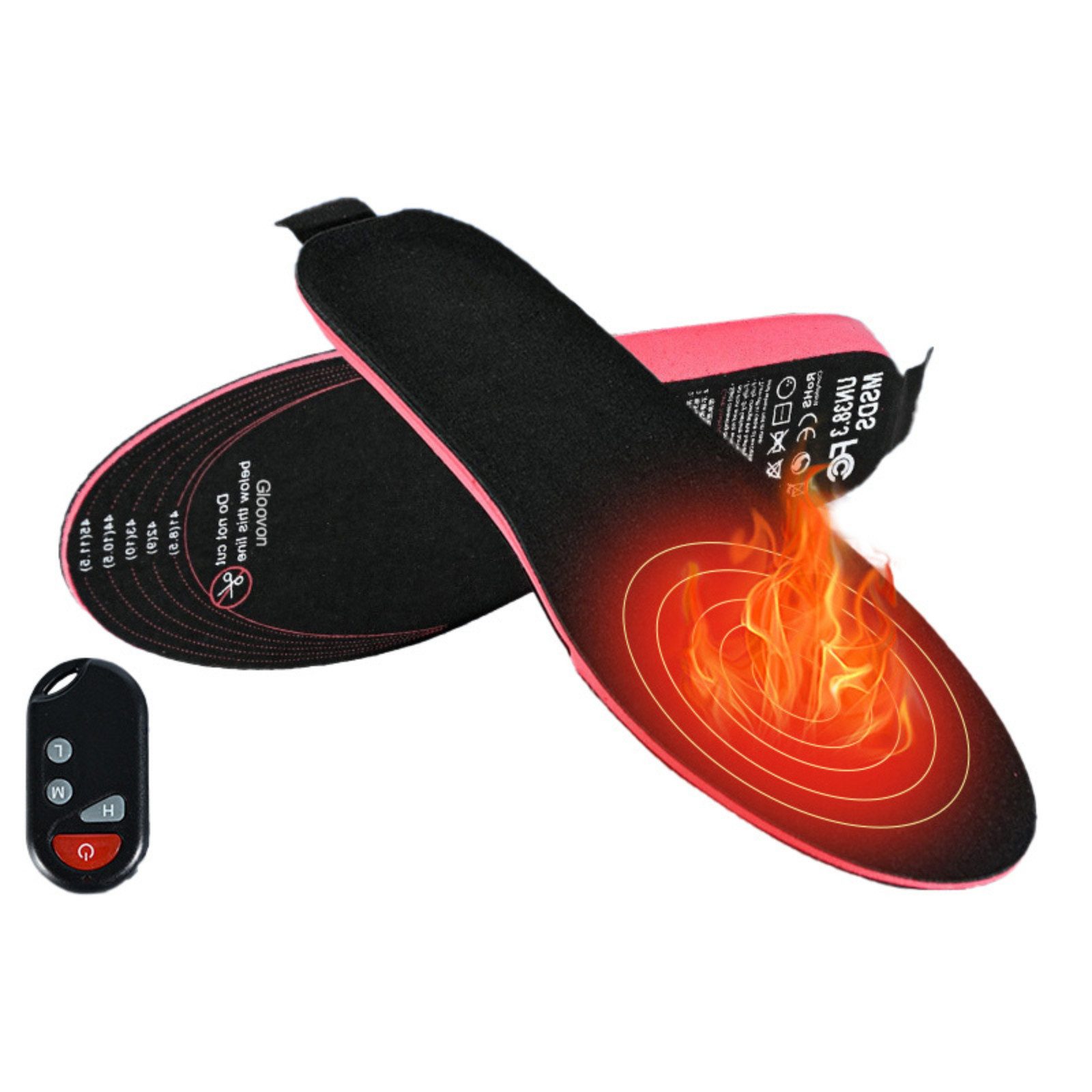 Tekoo Einlegesohlen Beheizbare Einlegesohlen mit Akku & Fernbedienung, Zuschneidbar, 3 Heizstufen, kabellose Fernbedienung, bis zu 11 Stunden Wärme