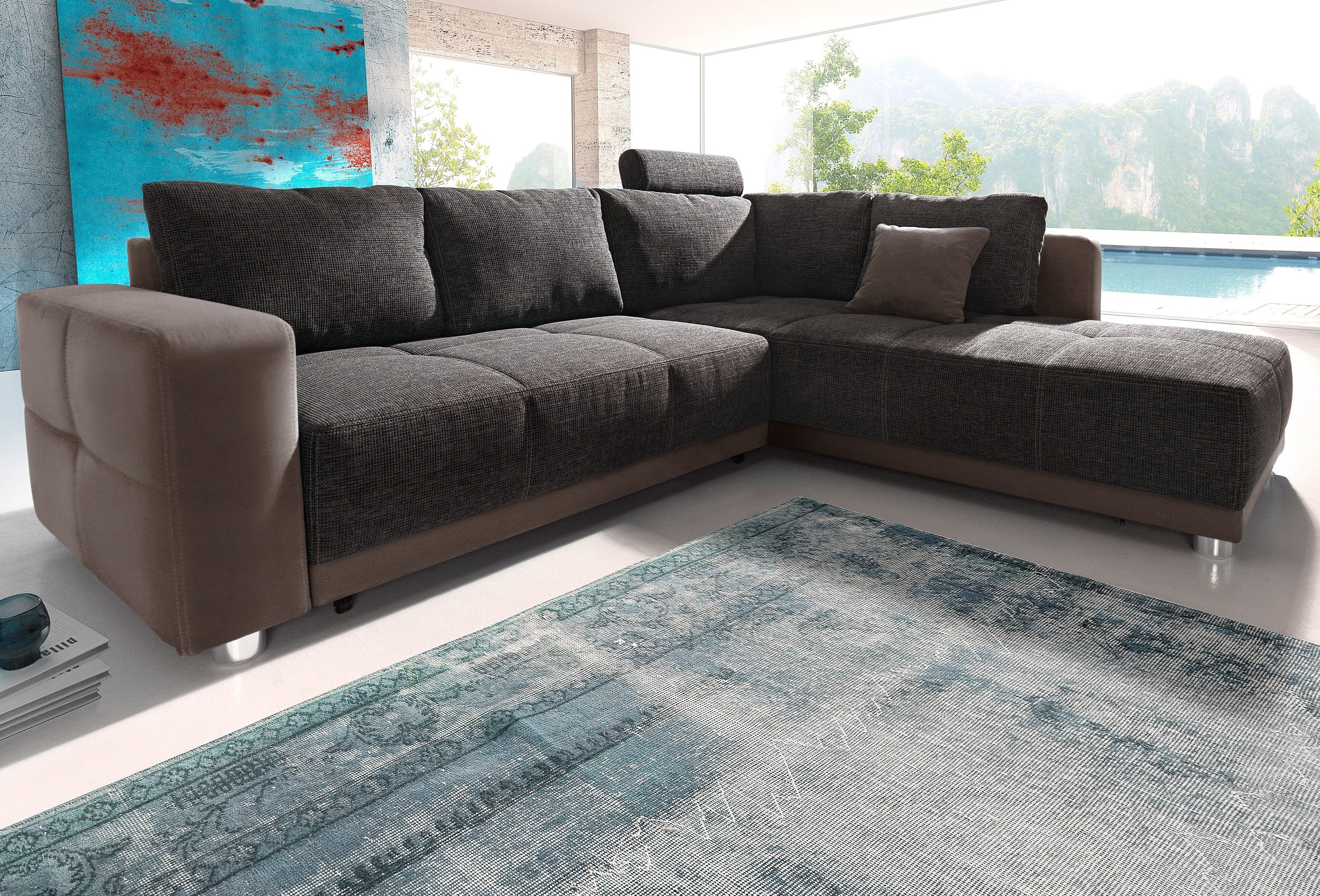 Jockenhöfer Gruppe Ecksofa "Orlando L-Form" mit Bettfunktion, Bettkasten un günstig online kaufen