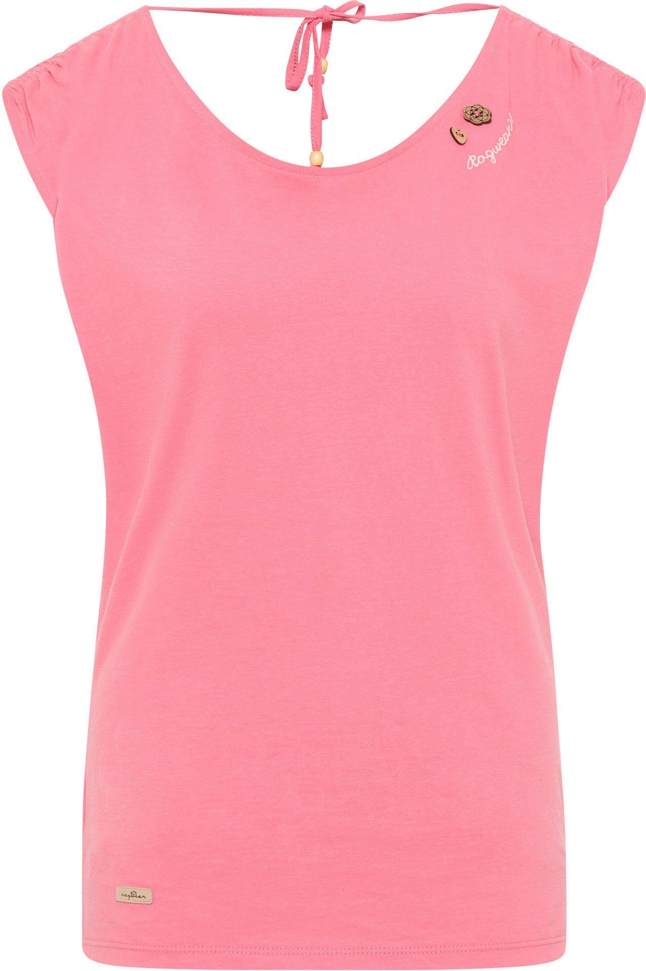 Shirttop GRETA tiefem Ragwear coral Rückenausschnitt mit mit Schnürverschluss