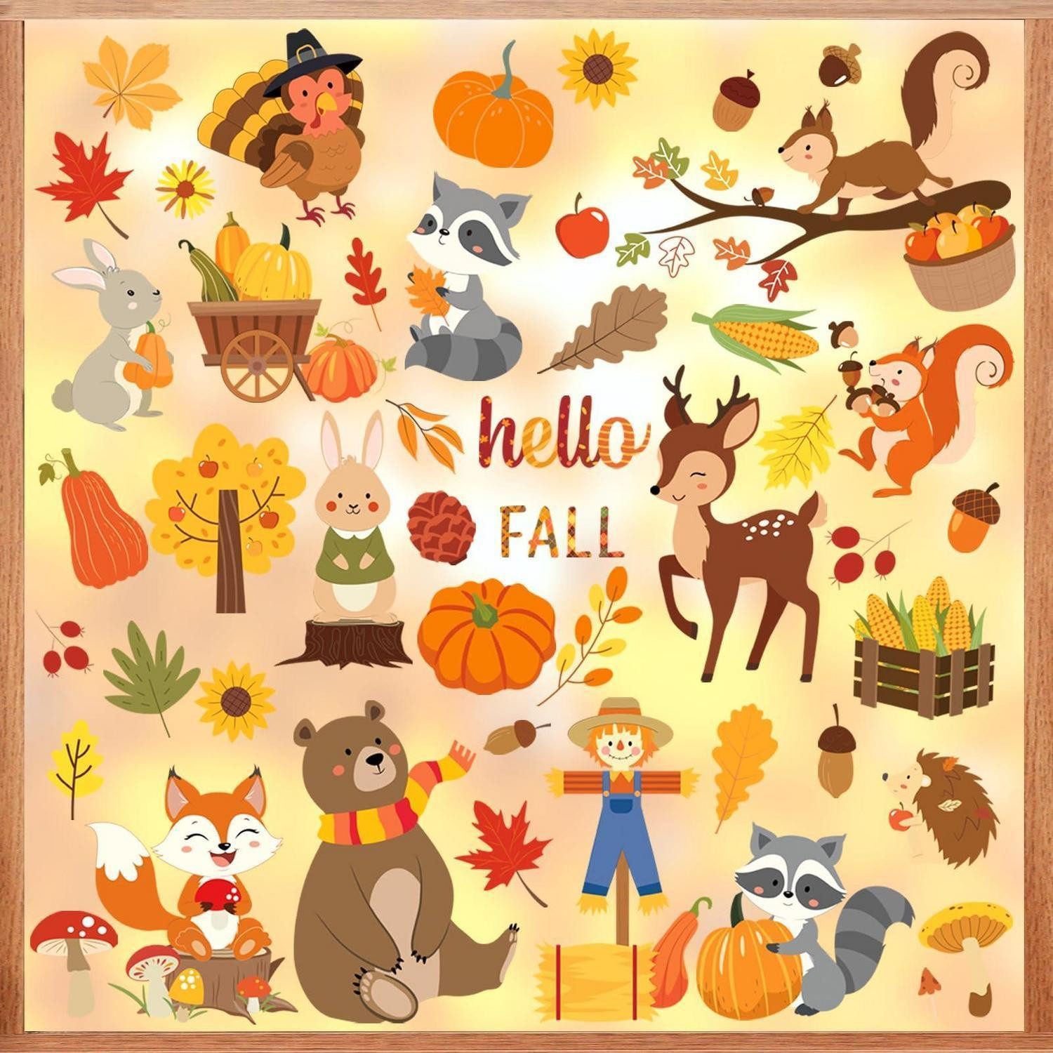 LuxusKollektion Fensterbild Fensterbilder Herbst Waldtiere Hirsche