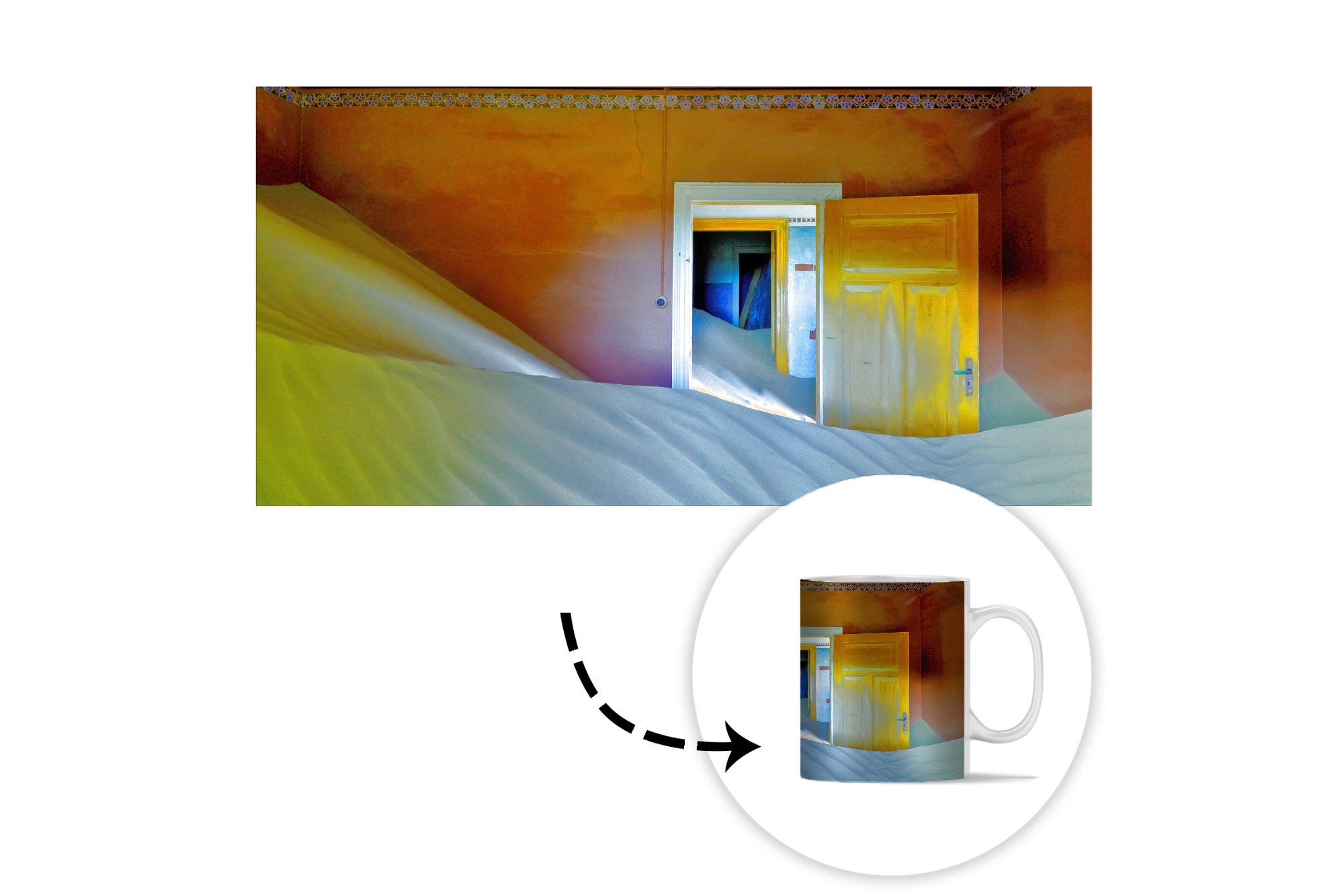 Kaffeetassen, Tür - Wüste Keramik, Tasse Architektur, - MuchoWow Geschenk Sand Becher, Teetasse, Teetasse, -