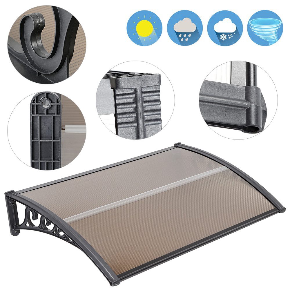 JEOBEST Pultvordach Vordach für Haustür 60 x 100 cm, PP Halterung, Regen- Und Schneesicher, (Überdachung, 1 St., Bogenform)