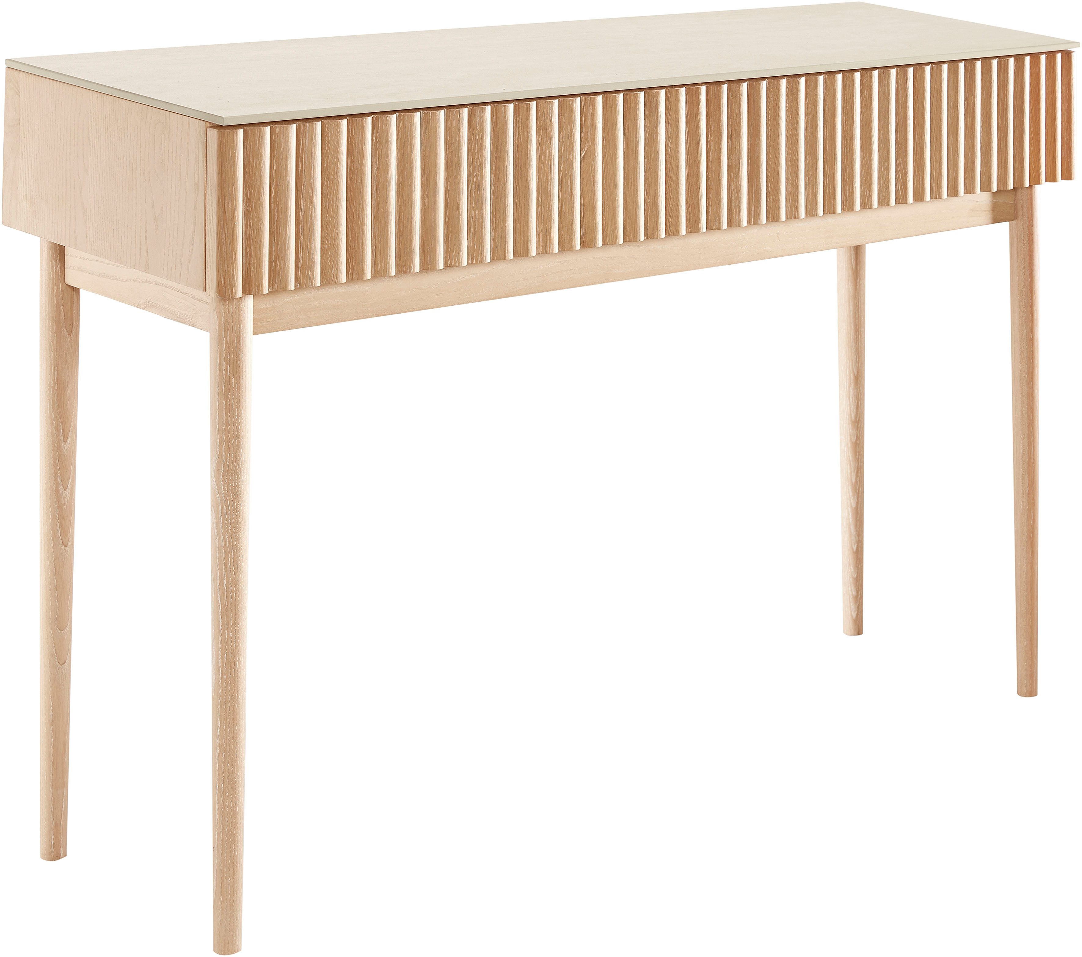 homsy by Ana Johnson Schminktisch Solva, Esche-/Eukalyptusholz, geriffelte Front, Keramikplatte, Breite 118 cm – Bild 3 von 5