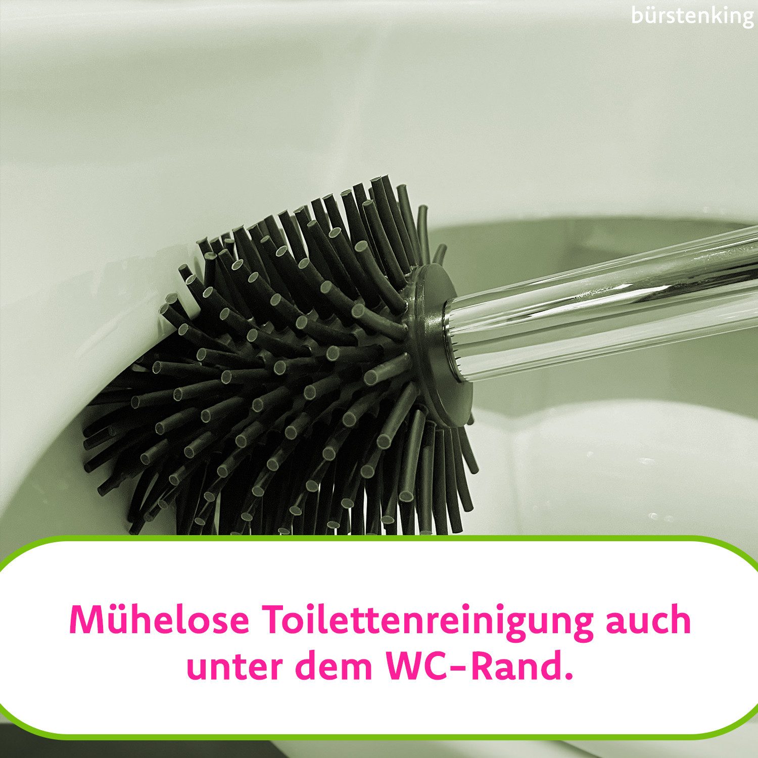 Bürstenking WC-Reinigungsbürste Ersatzbürstenkopf WC-Bürste Ø 60–85 mm – Silikon, M12-Außengewinde, M12 Außengewinde, Leicht zu reinigen