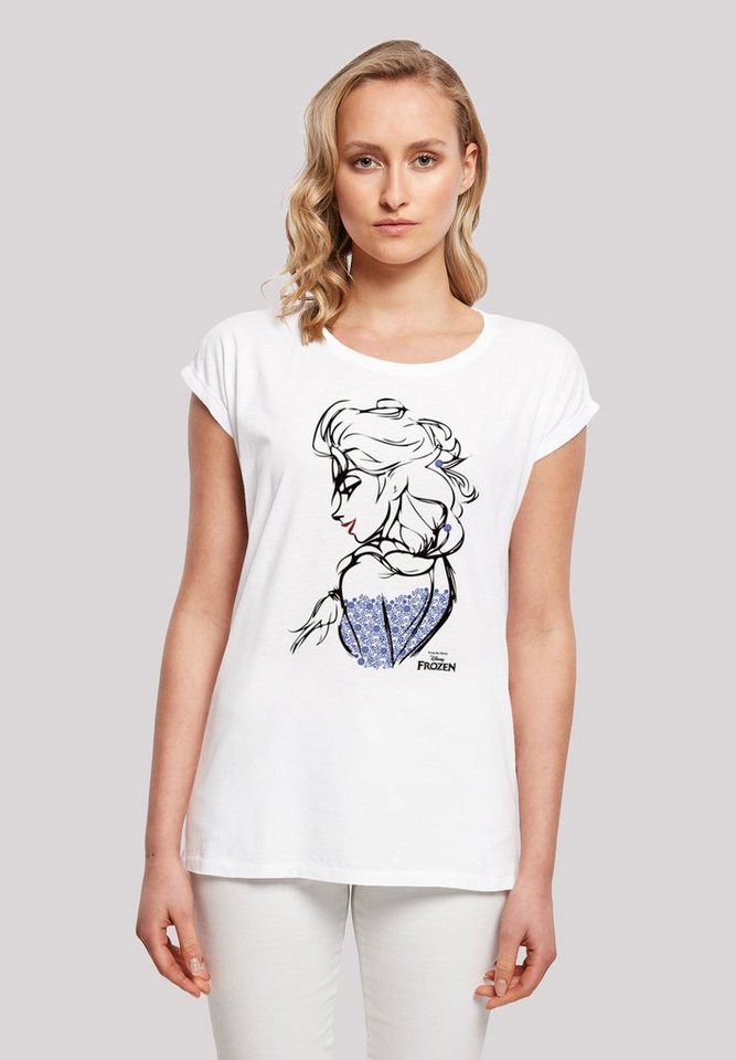 F4NT4STIC T-Shirt Frozen Elsa Sketch Mono Print, Offiziell lizenziertes  Disney T-Shirt