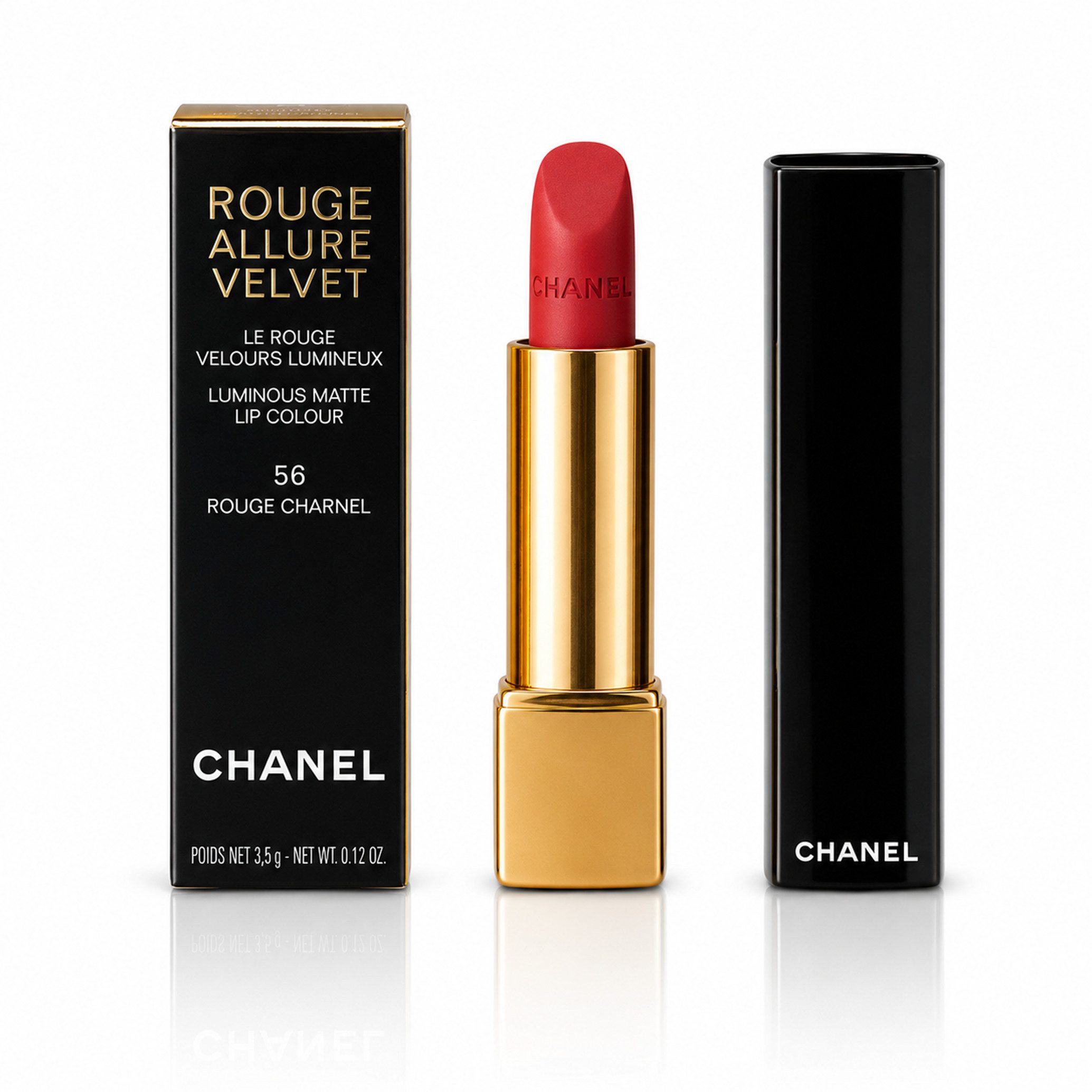 CHANEL Lippenstift Chanel Rouge Allure Velvet 56 Rouge Charnel Lippenstift Lip 3.5g