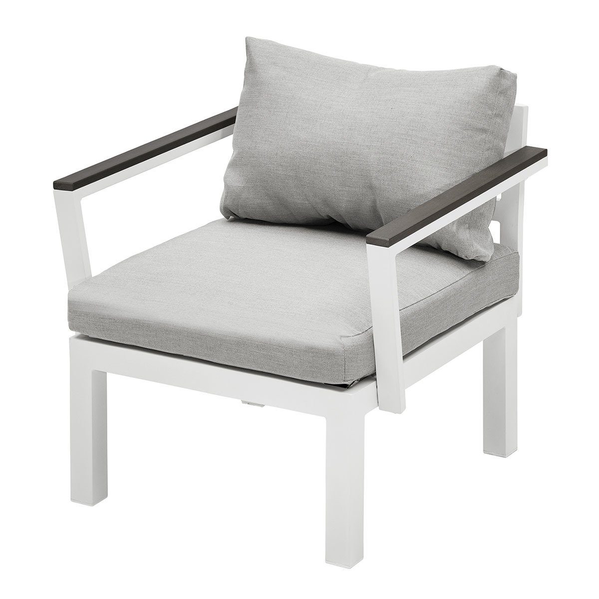 Gartenfreude Gartentisch Aluminium Sessel Ambience (1-St), mit wasserabweisenden Stoff Kissen Weiß / Grau | Tische